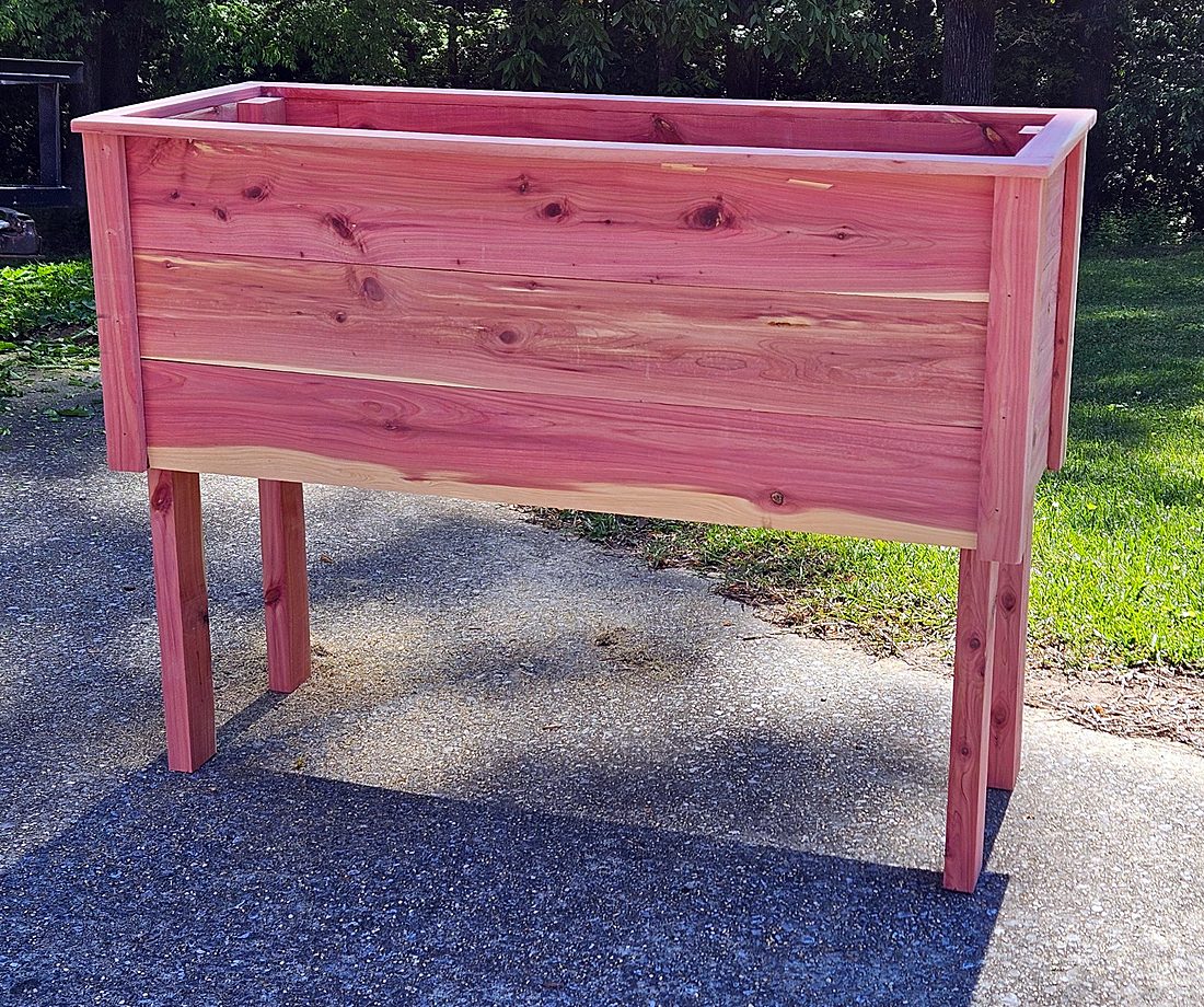 Tall cedar planter on legs